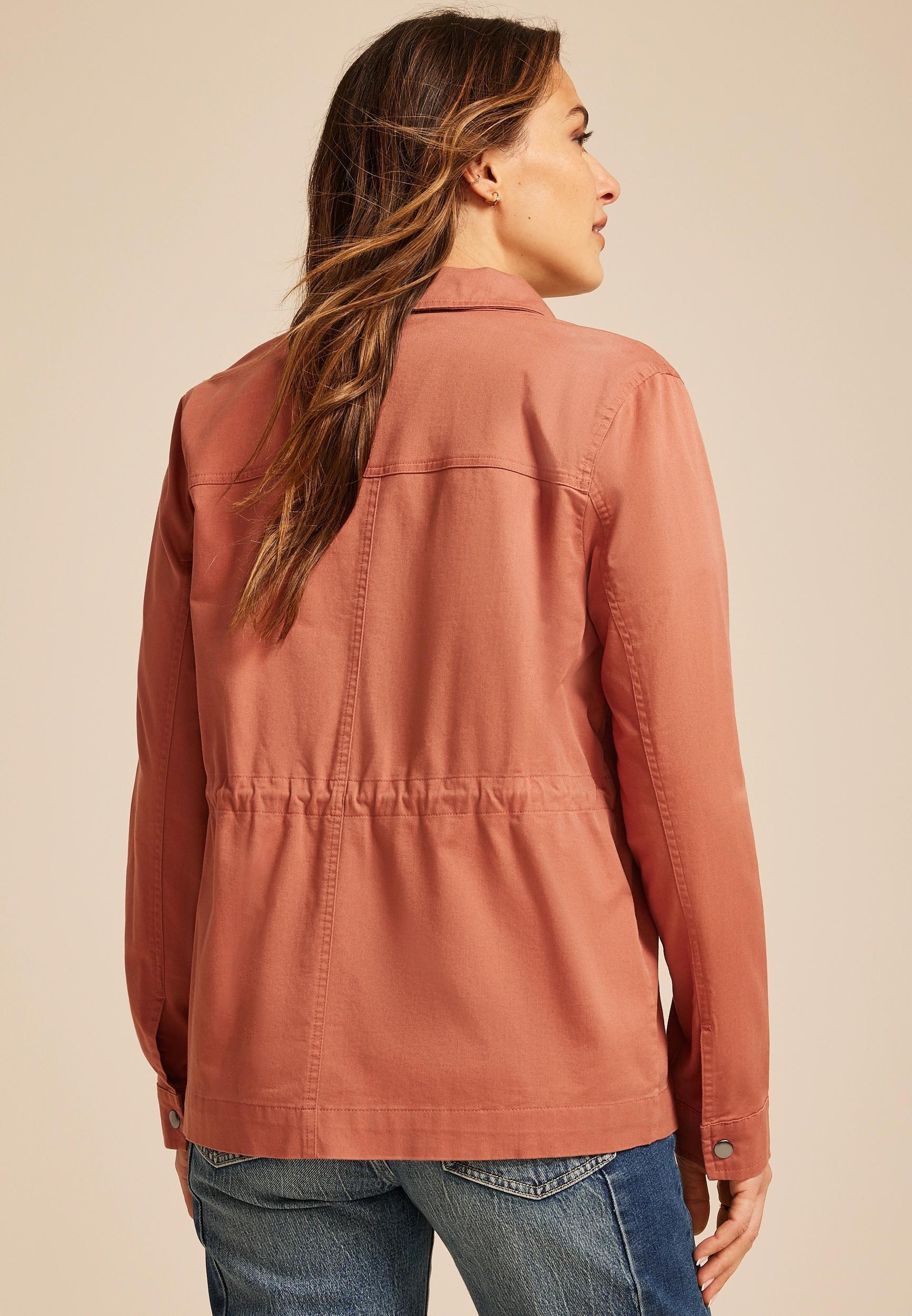 Embroidered Twill Cinched Waist Jacket Product Image