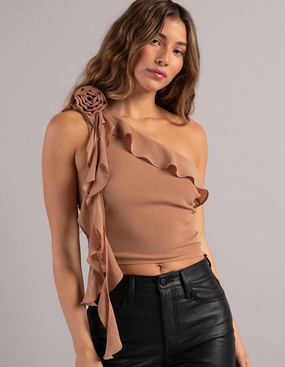 WEST OF MELROSE One Shoulder Rosette Top Product Image