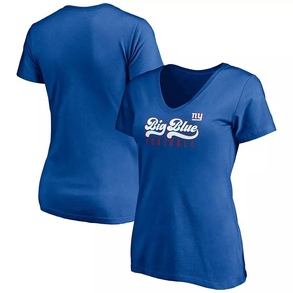 Women's Fanatics Branded Royal New York Giants Hometown Collection Wildcat V-Neck T-Shirt, Size: Medium, Blue Product Image