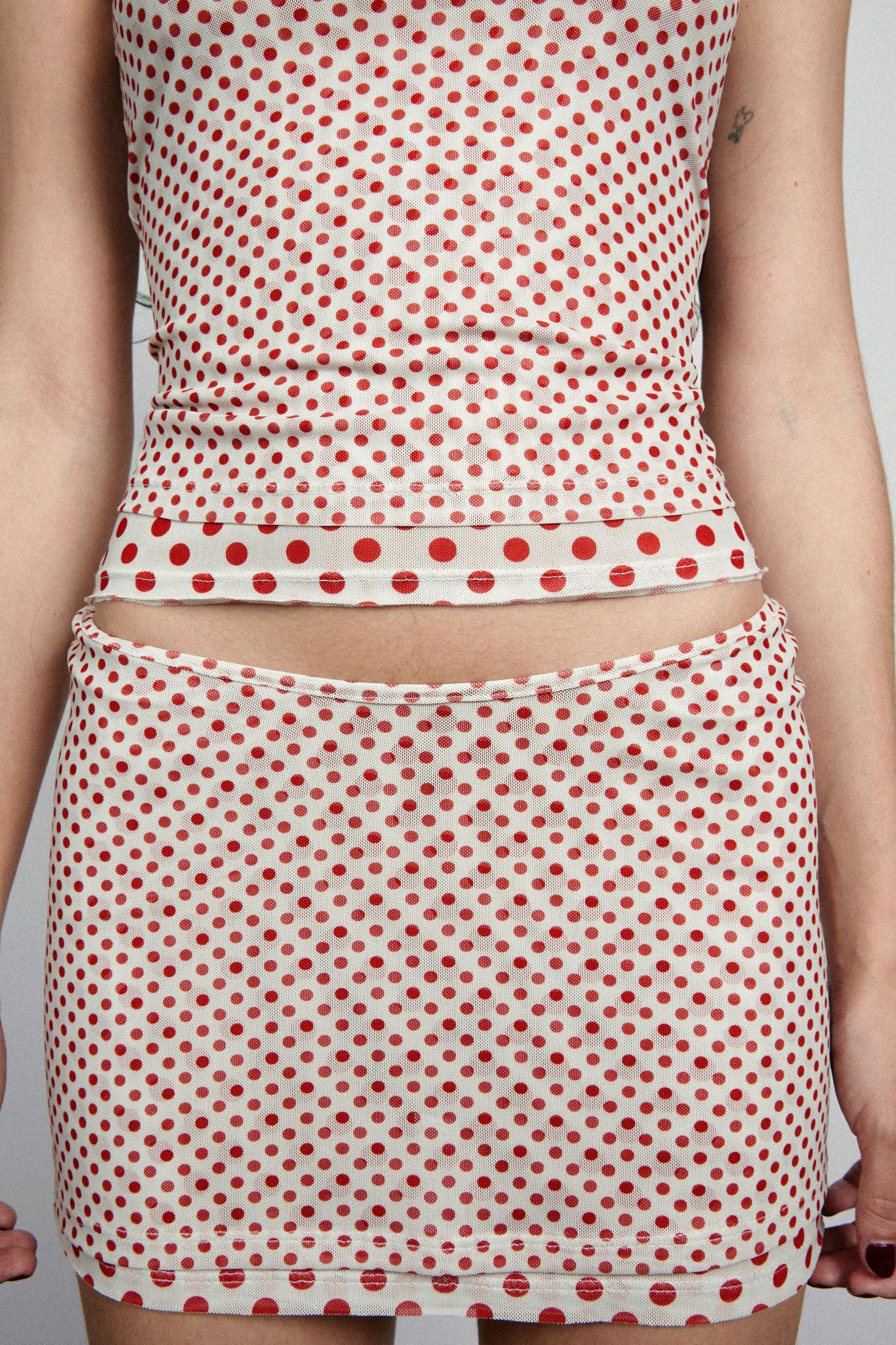 ELEKTRA SKIRT - WHITE POLKA DOT Product Image