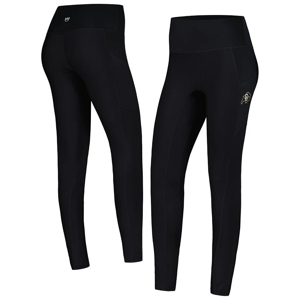 Women's KadyLuxe  Black Colorado Buffaloes 7/8 Mixed Media Pocket iLeggings, Size: 2XL Product Image