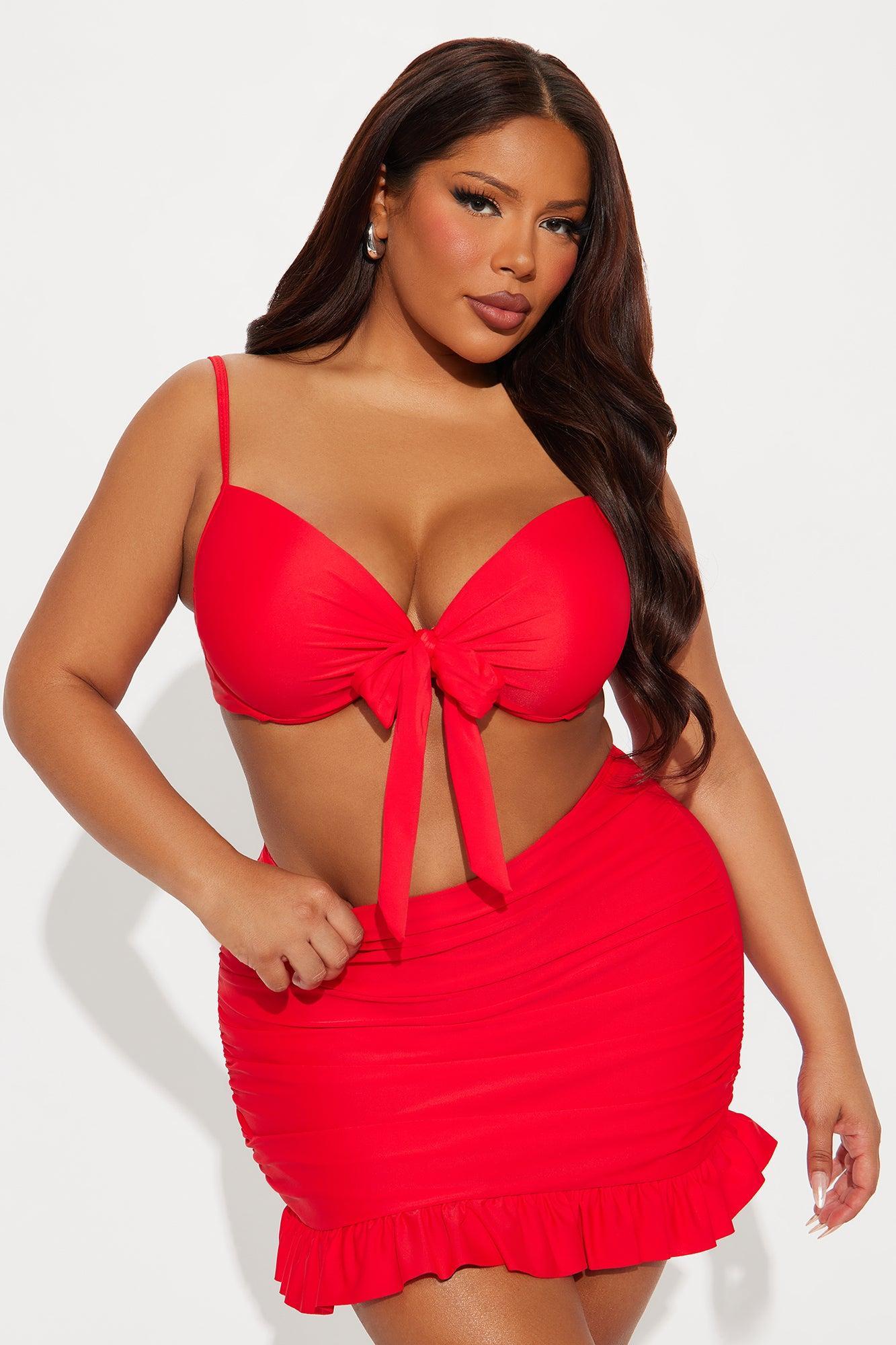 Levana Bra Cup 3 Piece Bikini Set - Red Product Image