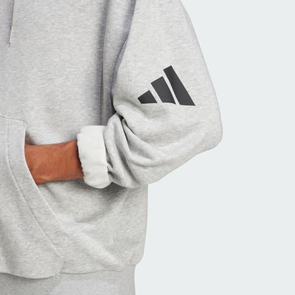 adidas Essentials Loose-Fit 3 Bar Logo French Terry Hoodie Medium Grey Heather L Mens Product Image