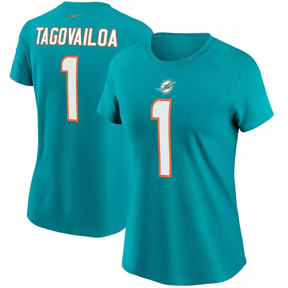 Women's Nike Tua Tagovailoa Aqua Miami Dolphins Name & Number T-Shirt, Size: 2XL, Turquoise A Product Image