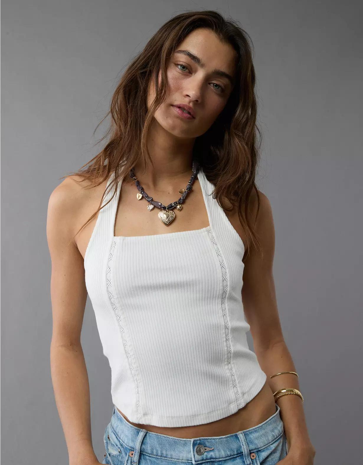 AE Lace Halter Tank Top Product Image