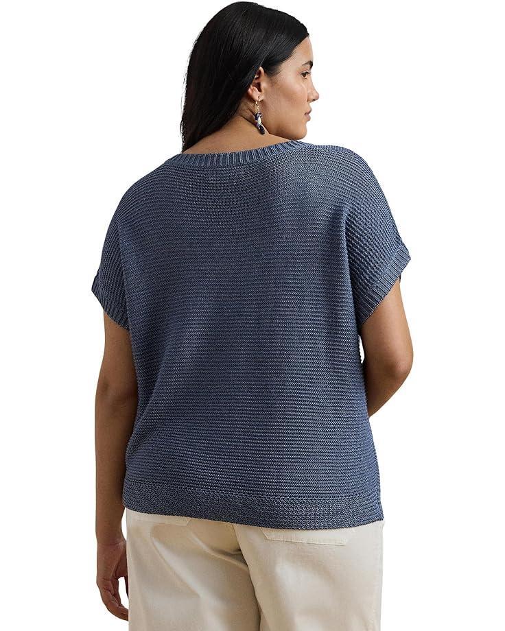 Plus Size Two-tone Short-sleeve Sweater Product Image