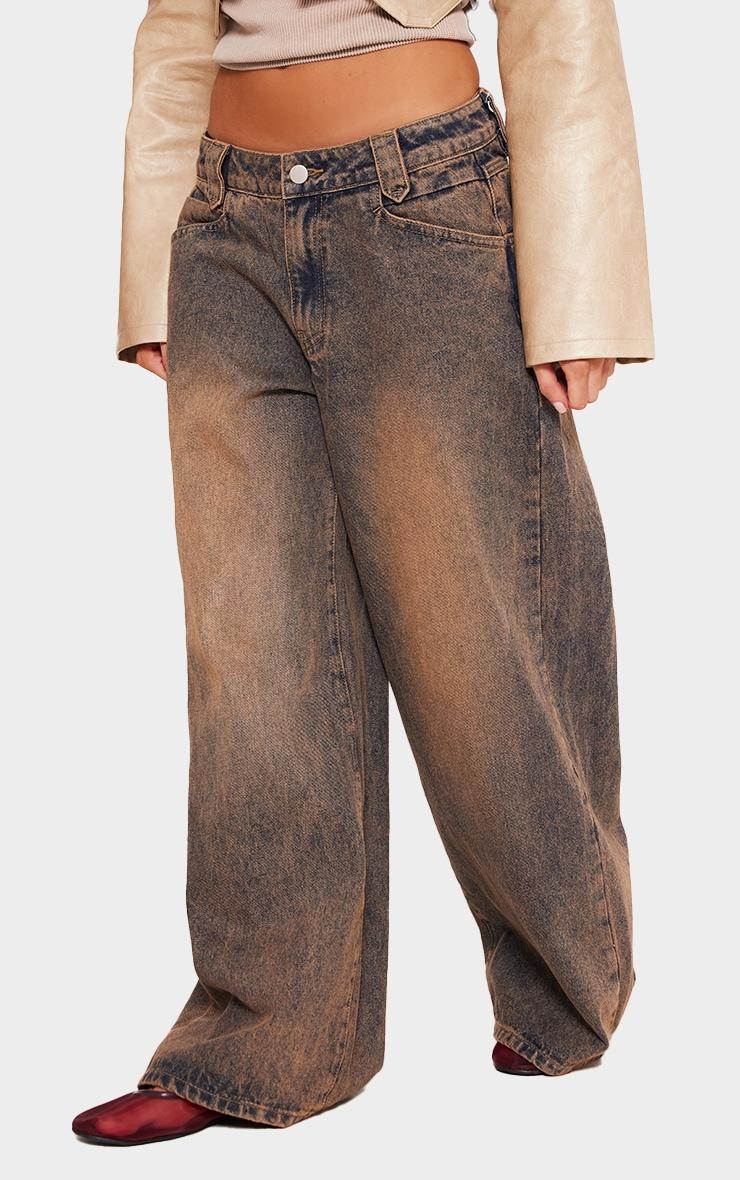 Petite Indigo Vintage Wash Tinted Wide Leg Jean Product Image