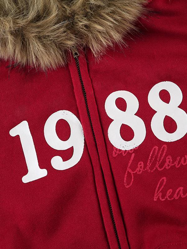 Digital Print Fur Oversized Hoodie Product Image