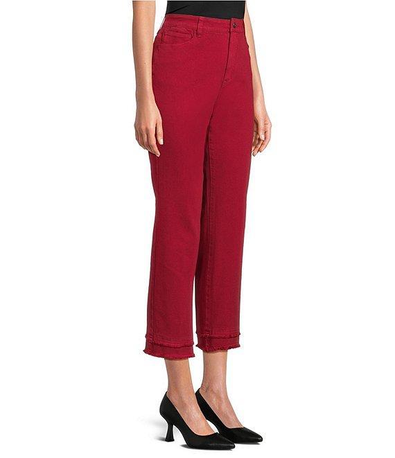 John Mark Stretch High Rise Straight Leg Tiered Fringe Hem 5-Pocket Jeans Product Image