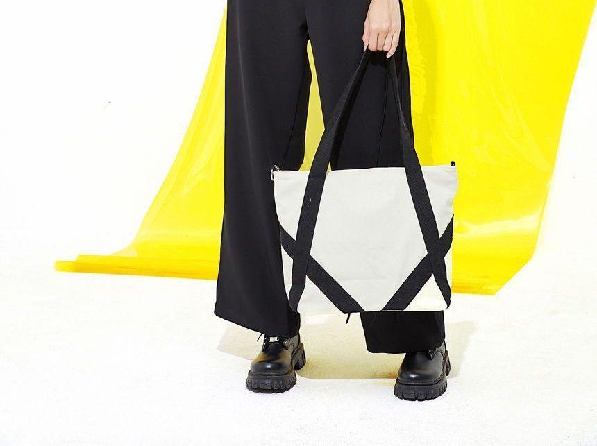 Eco-Friendly Low-Waist Strap Detail Cutout Wide-Leg Pants Product Image