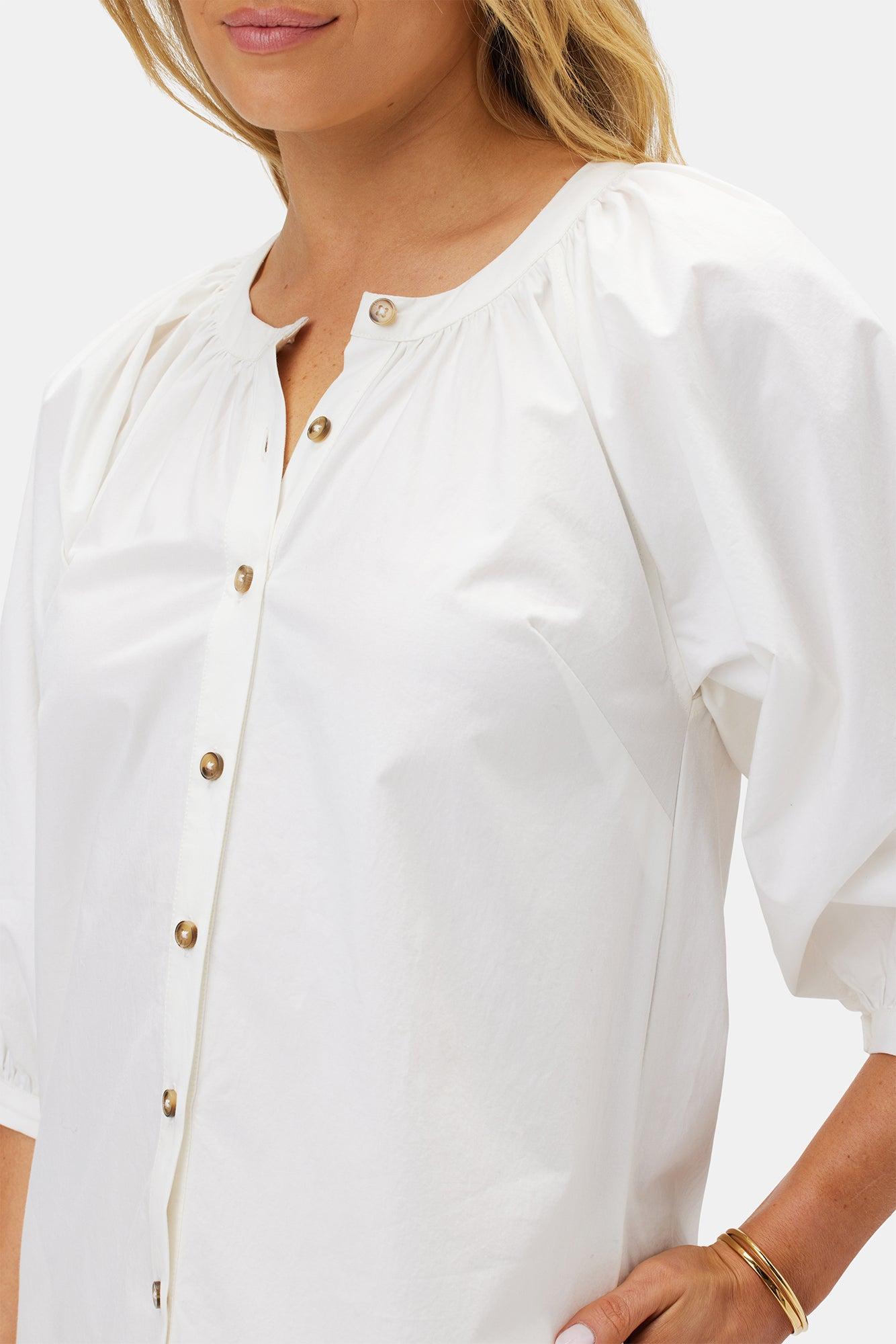 Esther Organic Cotton Poplin Dress - White Product Image