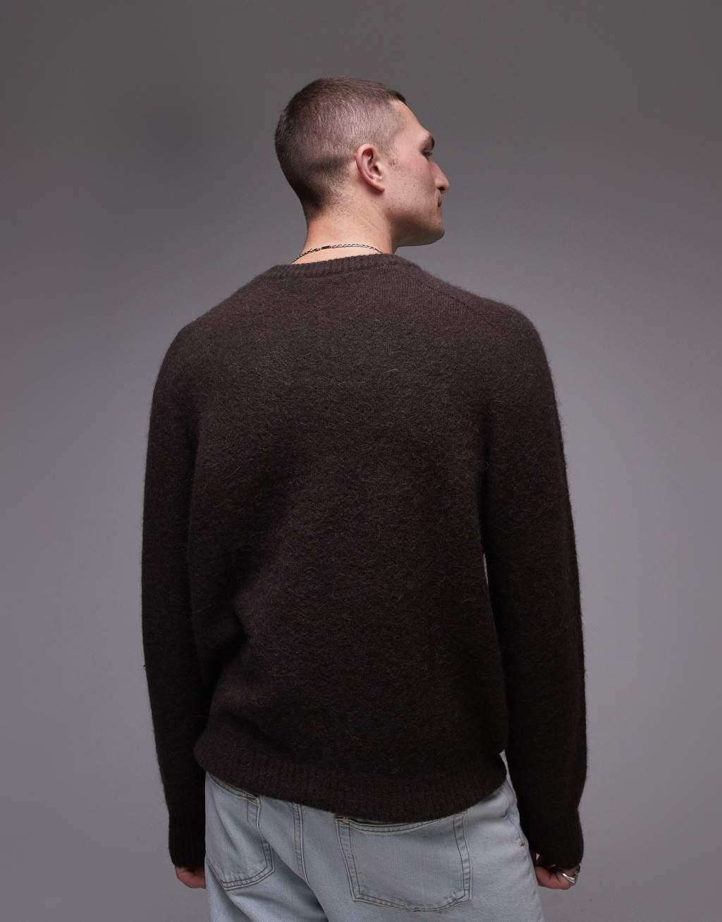 ARKET alpaca blend sweater with crew neck in brown Product Image