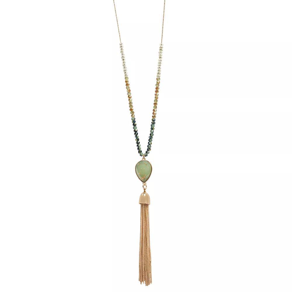 LC Lauren Conrad Beaded Tassel Pendant Necklace, Women's, Turquoise Product Image