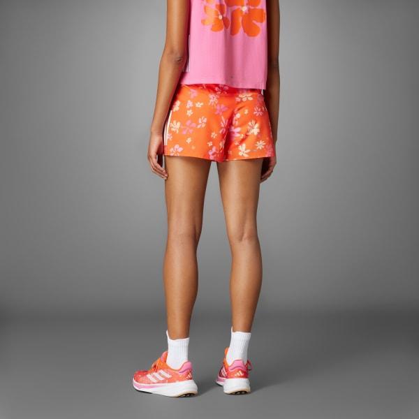adidas Own the Run CLIMACOOL High Rise Floral Shorts Semi Impact Orange L 4 Womens Product Image