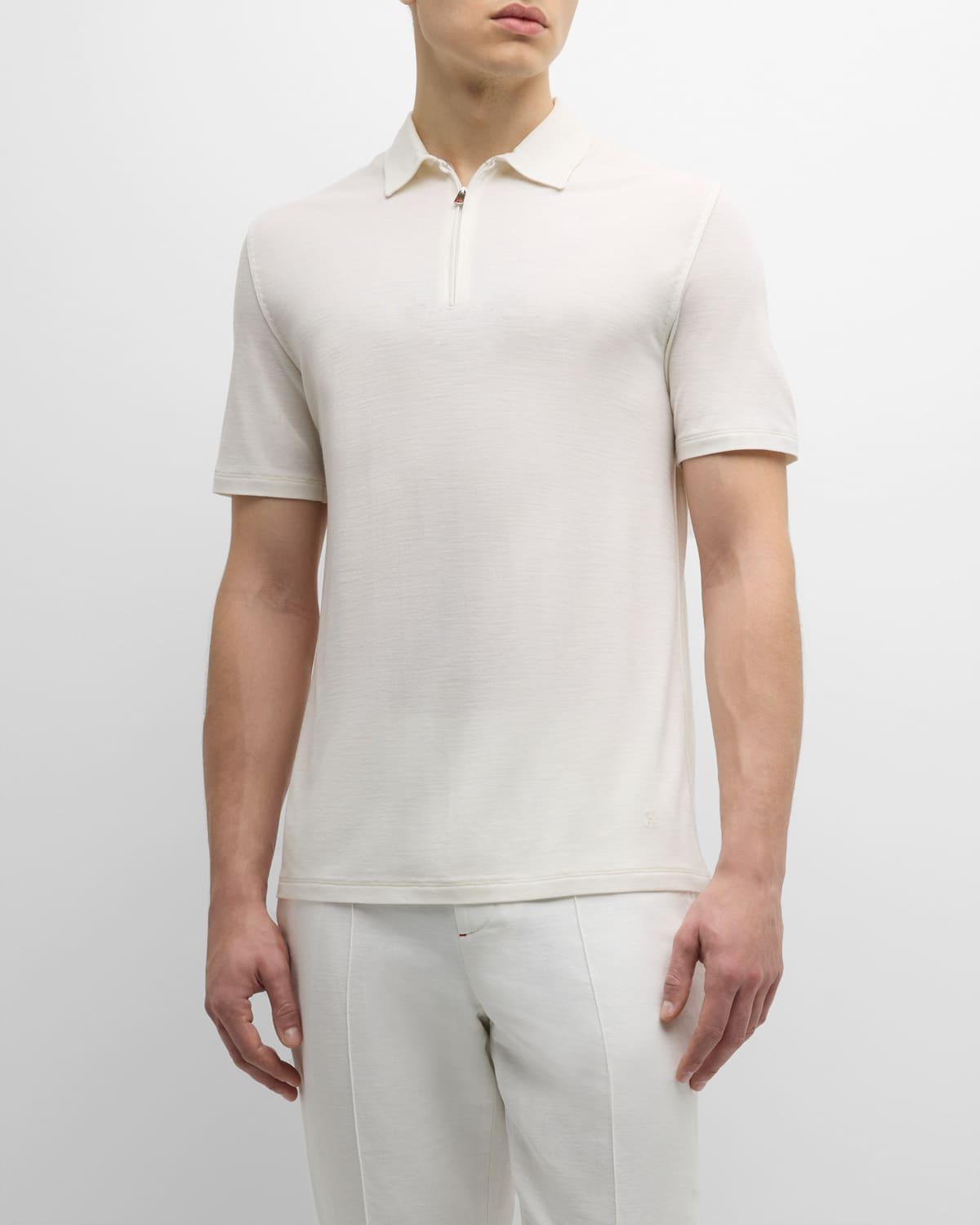Men's Wool Quarter-Zip Polo Shirt Product Image