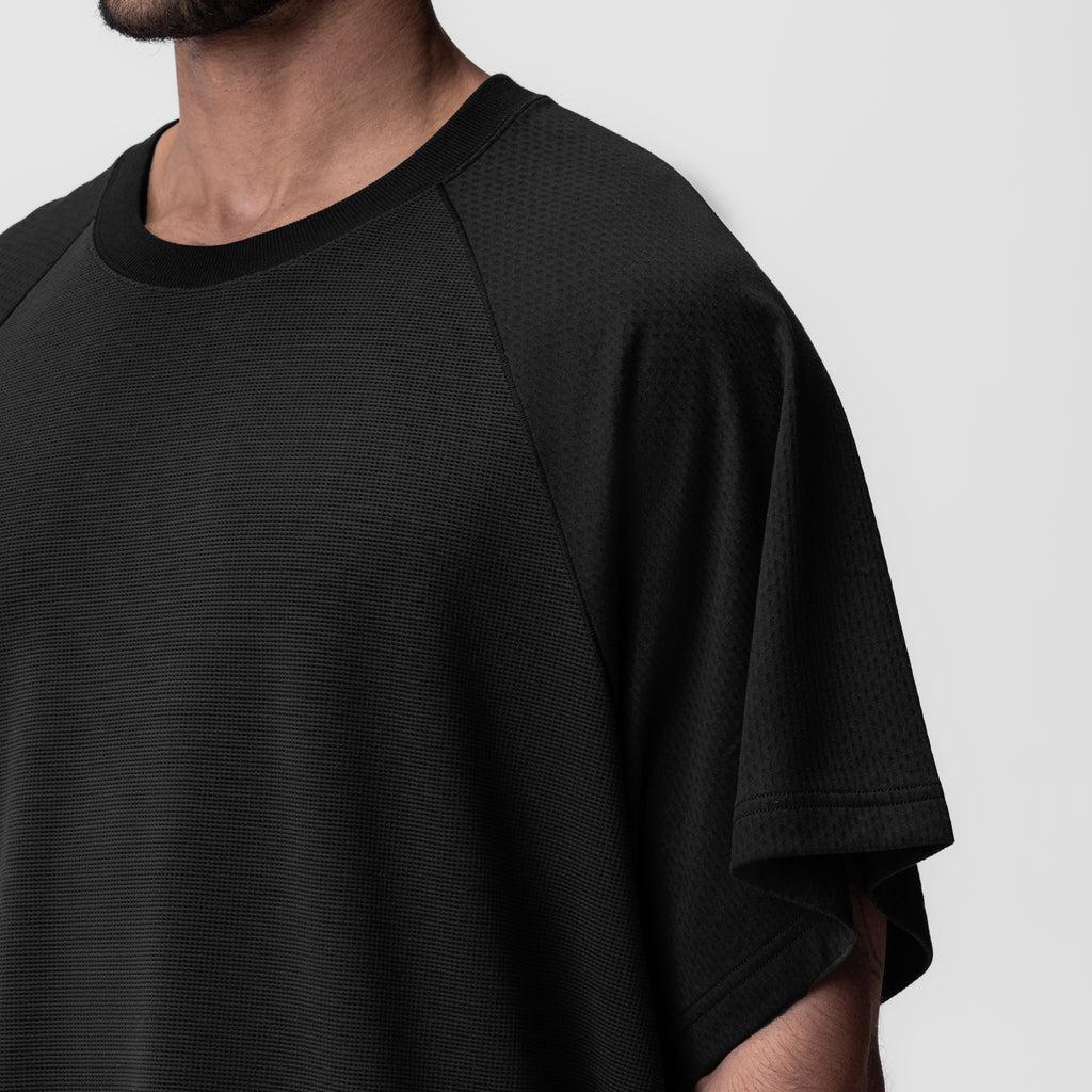 0946. Waffle Knit Oversized Tee - Black/Black Product Image