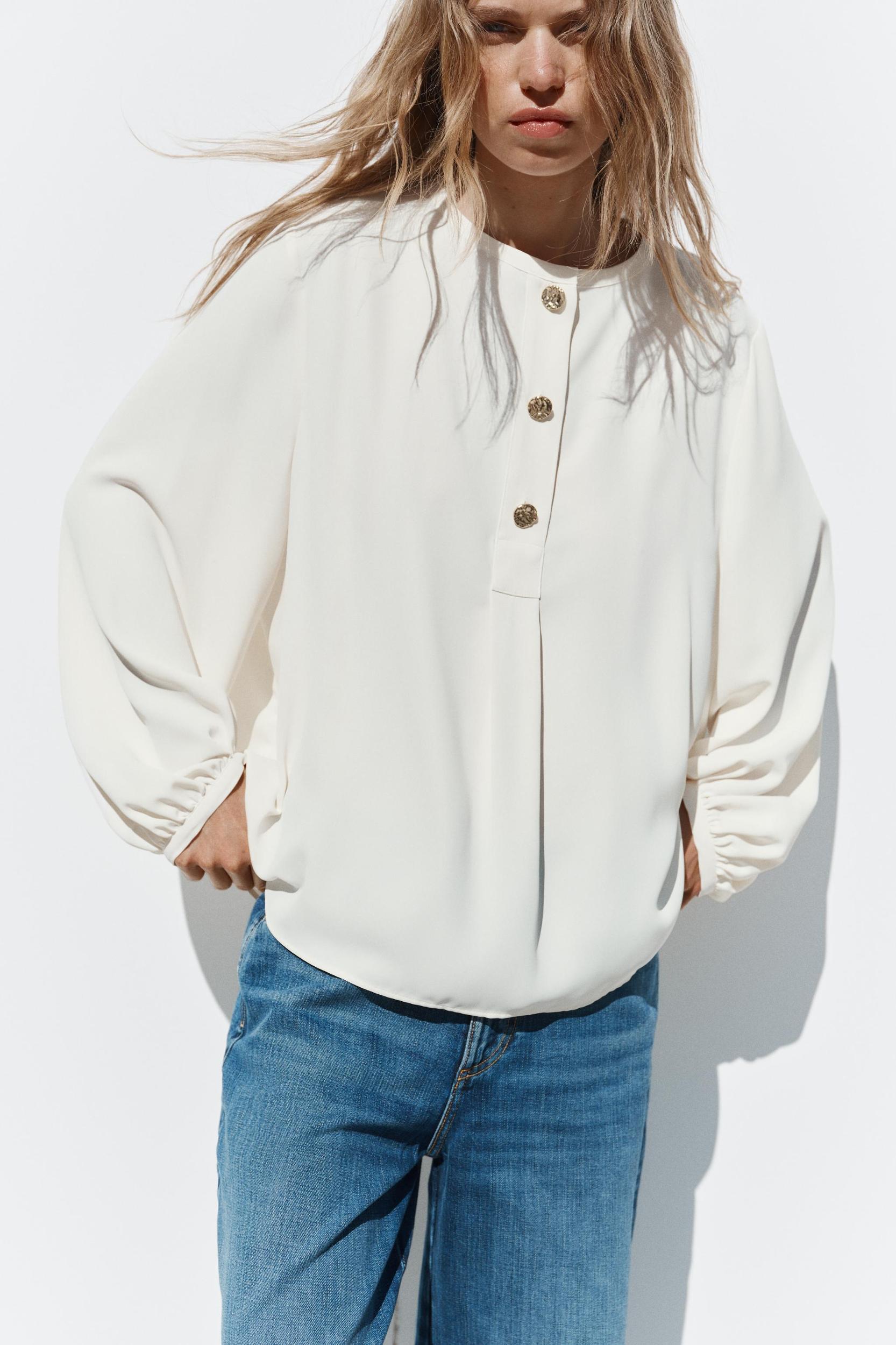 FLOWY CREPE BLOUSE Product Image
