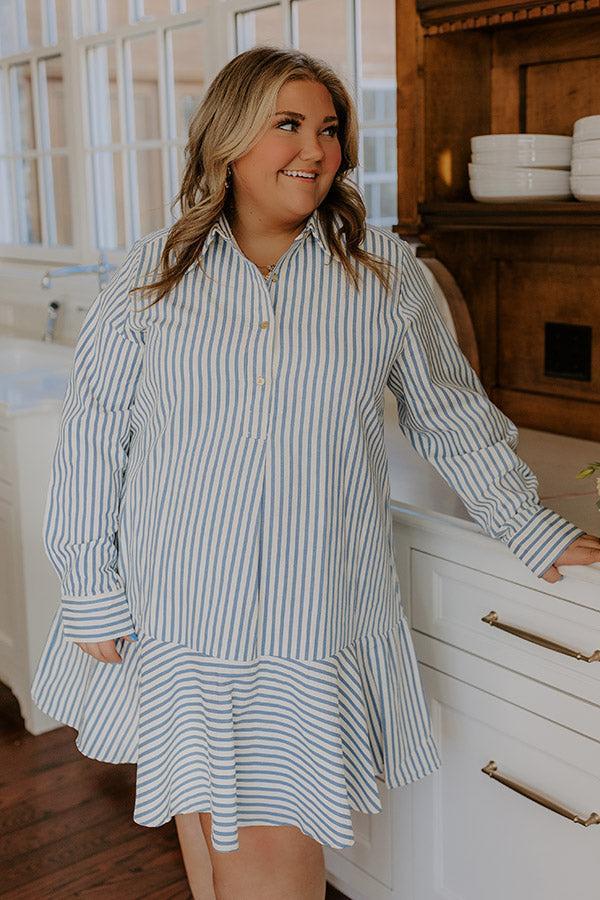 Stripe A Pose Mini Dress in Blue Curves Product Image