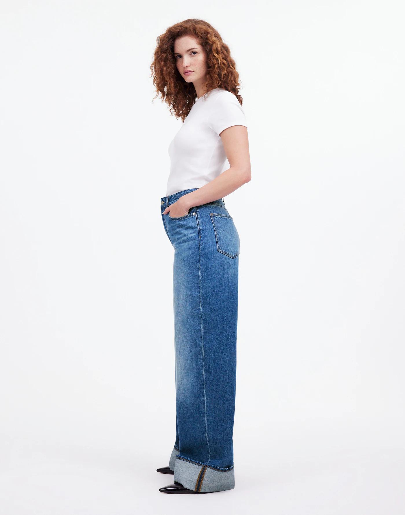 Petite Curvy Superwide-Leg Jeans in Fannin Wash Product Image