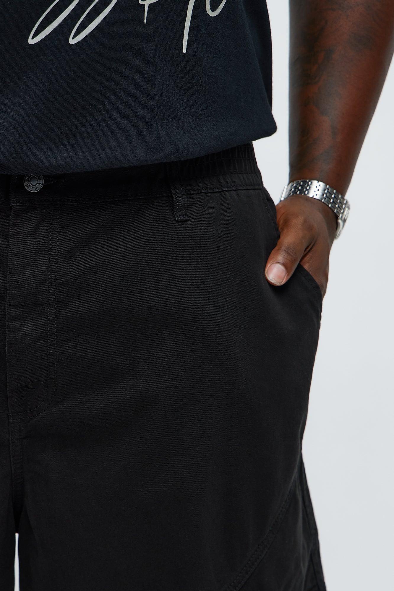 Baggy Hidden Lines Cargo Shorts - Black Product Image