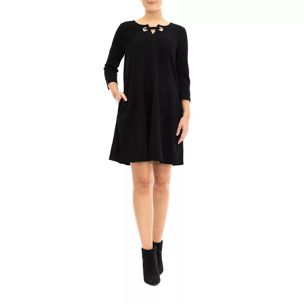 Women's Nina Leonard Trapeze Dress, Size: Medium, Black Product Image