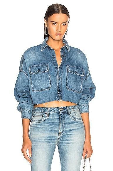 Womens Cropped Denim Shirt Product Image