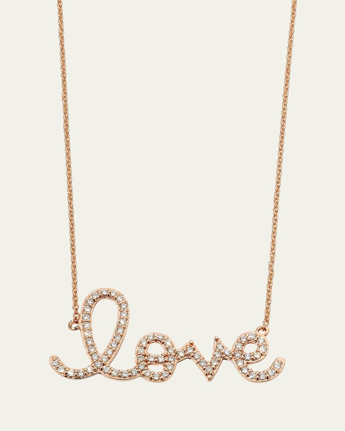 Large 14k Yellow Gold & Diamond Love Necklace Product Image