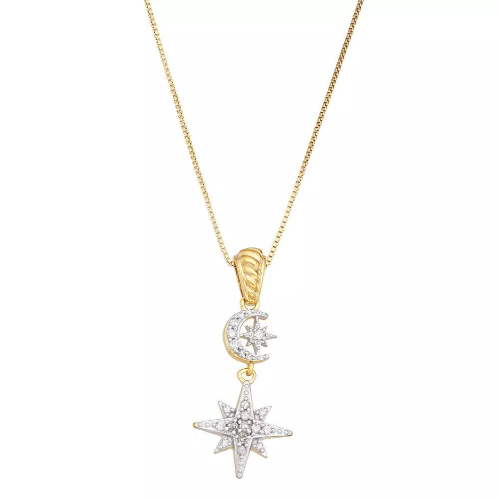 Jewelexcess 14k Gold Over Silver 1/5 Carat T.W. Diamond Starburst Pendant Necklace, Women's, Size: 18", 14k Gold Plated Product Image