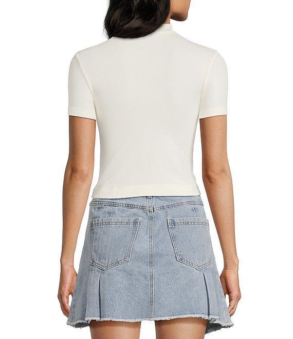 C&V Chelsea & Violet Mock Neck Seamless Knit Crop Top Product Image