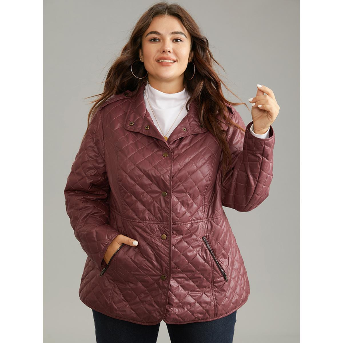 Plus Size Women Dailywear Plain Plain No stretch 30/6X Pocket Casual Cotton Jackets BloomChic Product Image