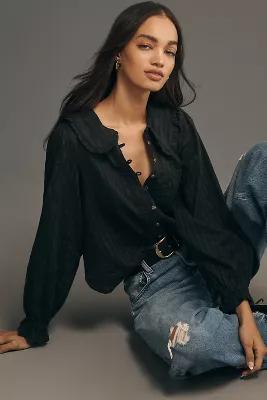 The Keira Collared Button-Front Blouse by Pilcro: Long-Sleeve Edition Product Image