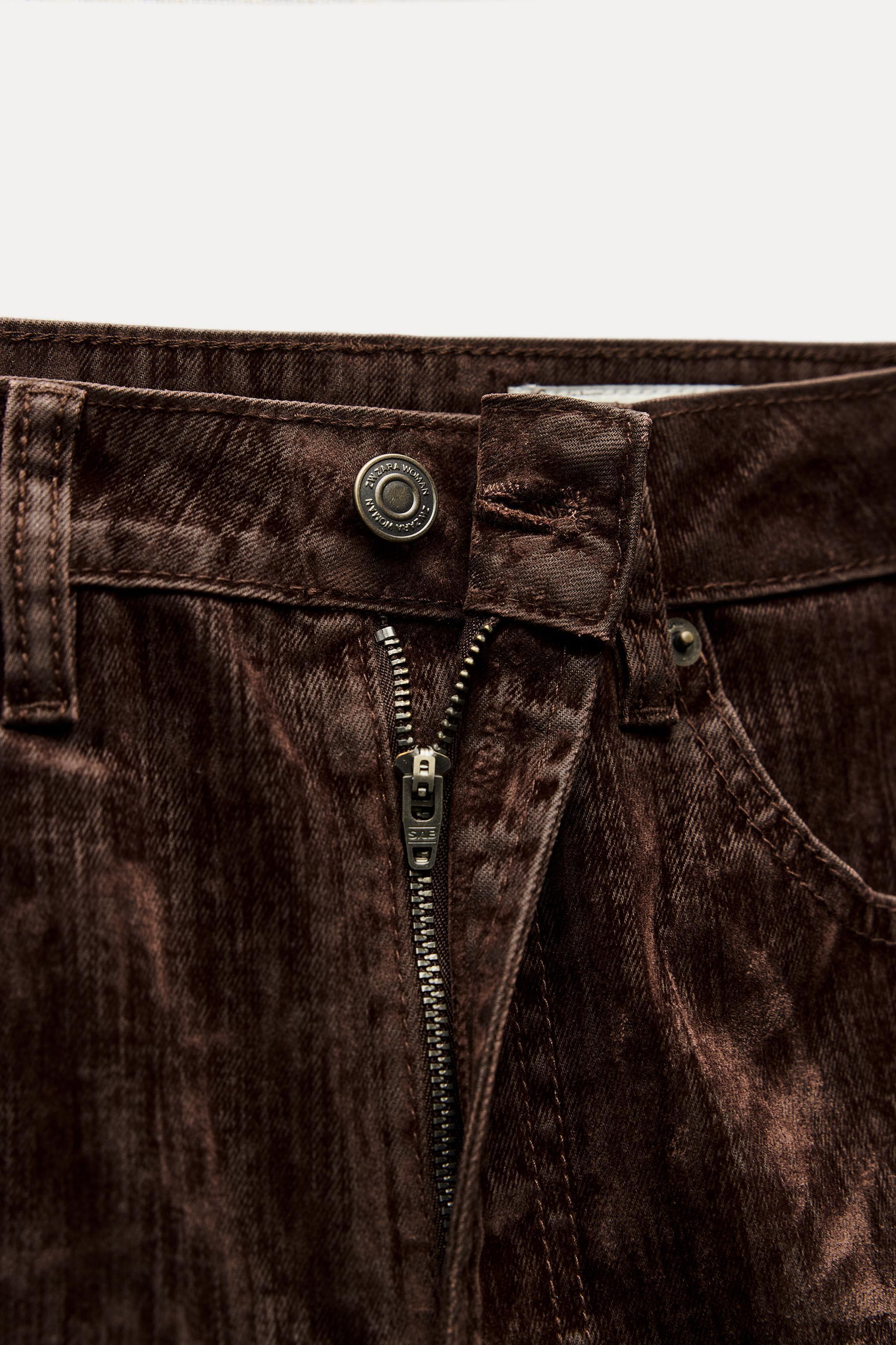 ZW COLLECTION HIGH WAIST CROPPED BOOTCUT FLOCKED JEANS Product Image