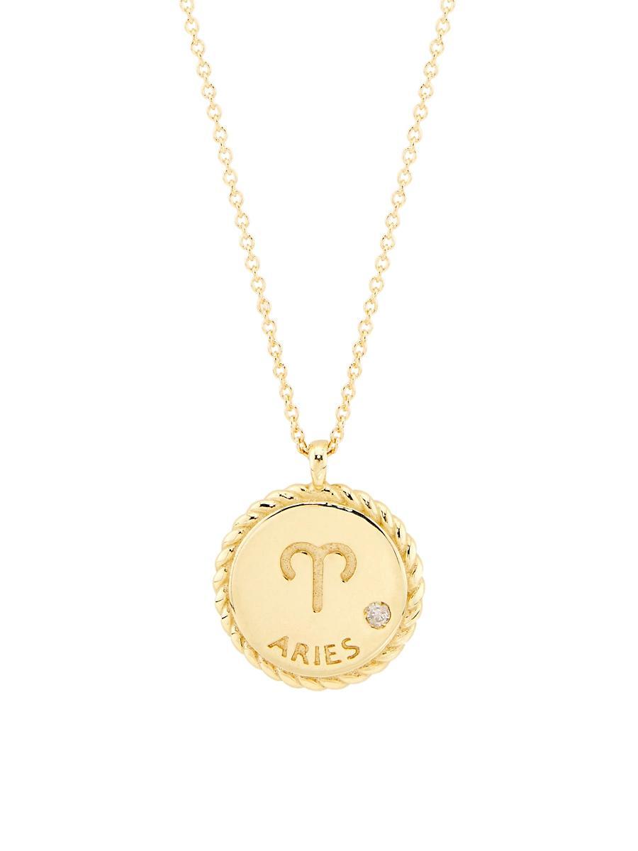 Womens 14K Gold & Diamond Star Sign Pendant Necklace Product Image