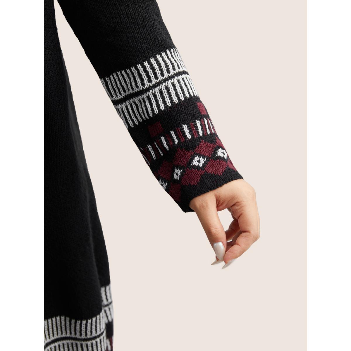 Plus Size Bandana Print Fringe Trim Maxi Cardigan Burgundy Women Casual Long Sleeve Everyday Cardigans BloomChic 10/M Product Image