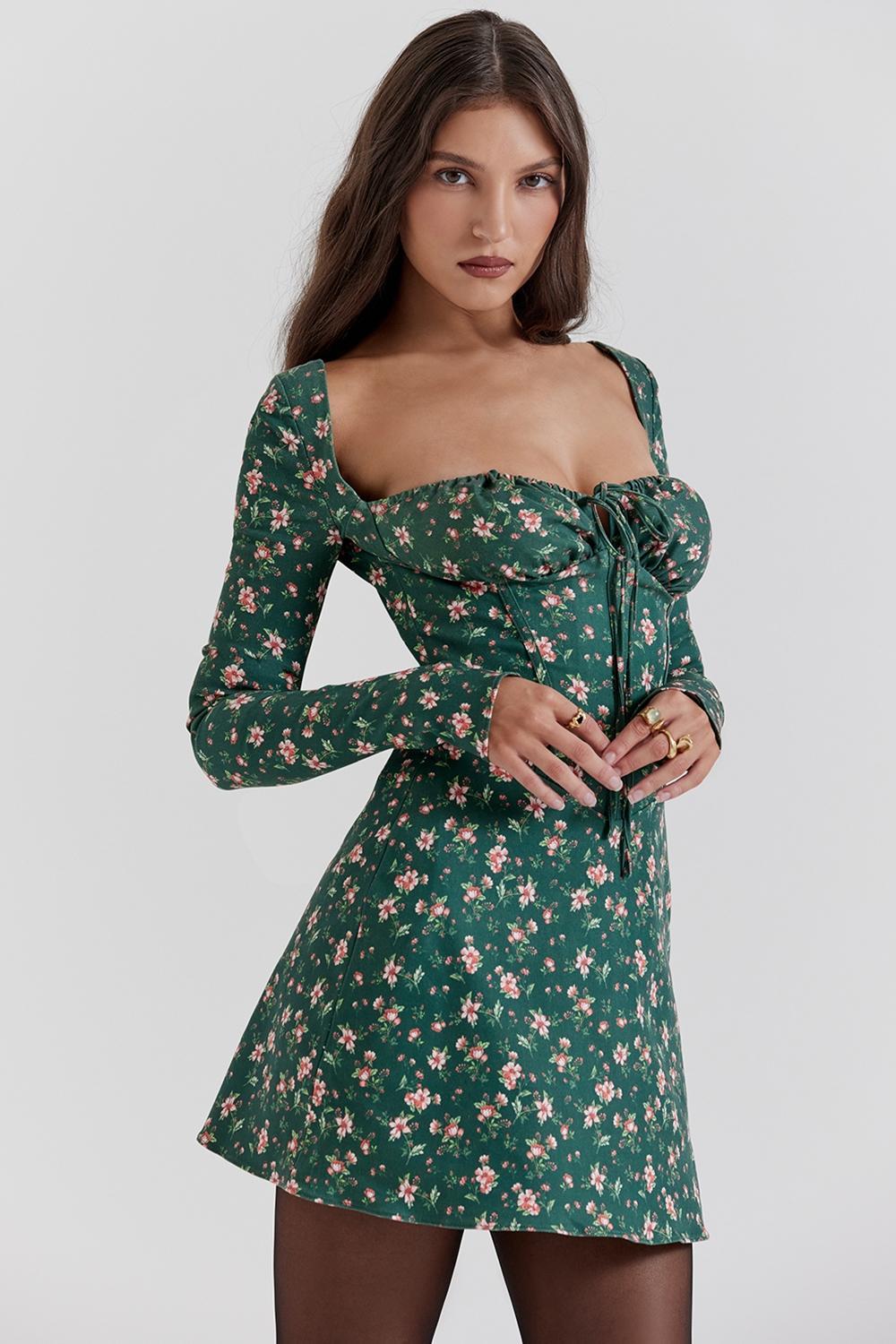 Malika Green Floral Corset Mini Dress Product Image
