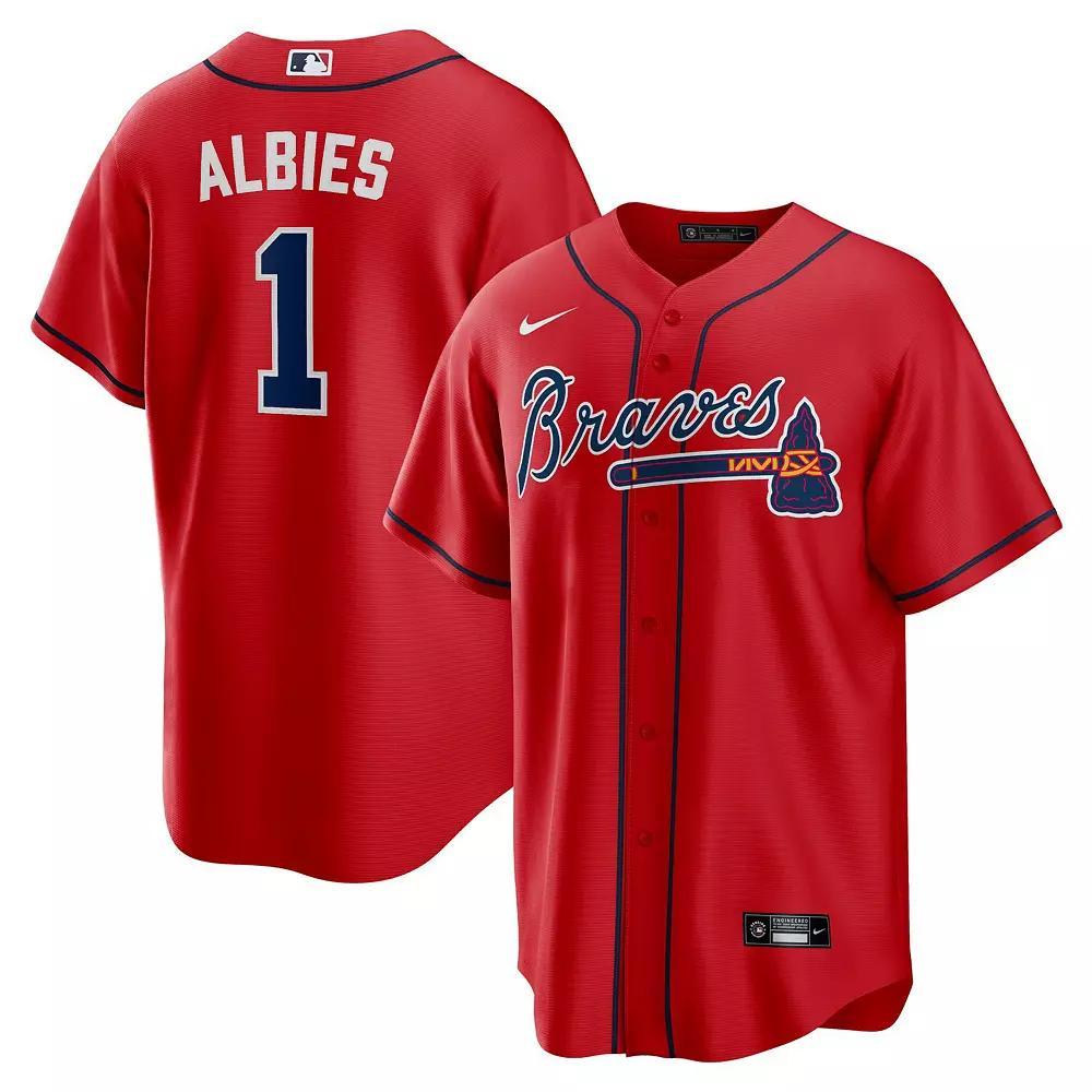Men's Nike Ozzie Albies Red Atlanta Braves Alternate Replica Player Name Jersey, Size: 2XL Product Image