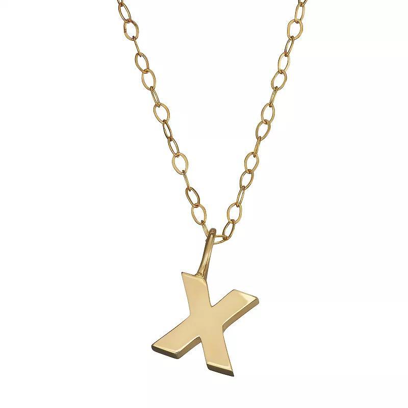 10K Gold Initial Pendant on 14K Gold Filled Chain, Womens Product Image