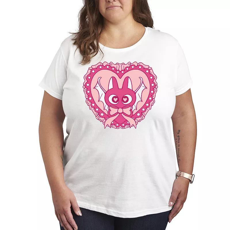 Plus Size Bat Cat Coquette Graphic Tee, Womens Blue Product Image