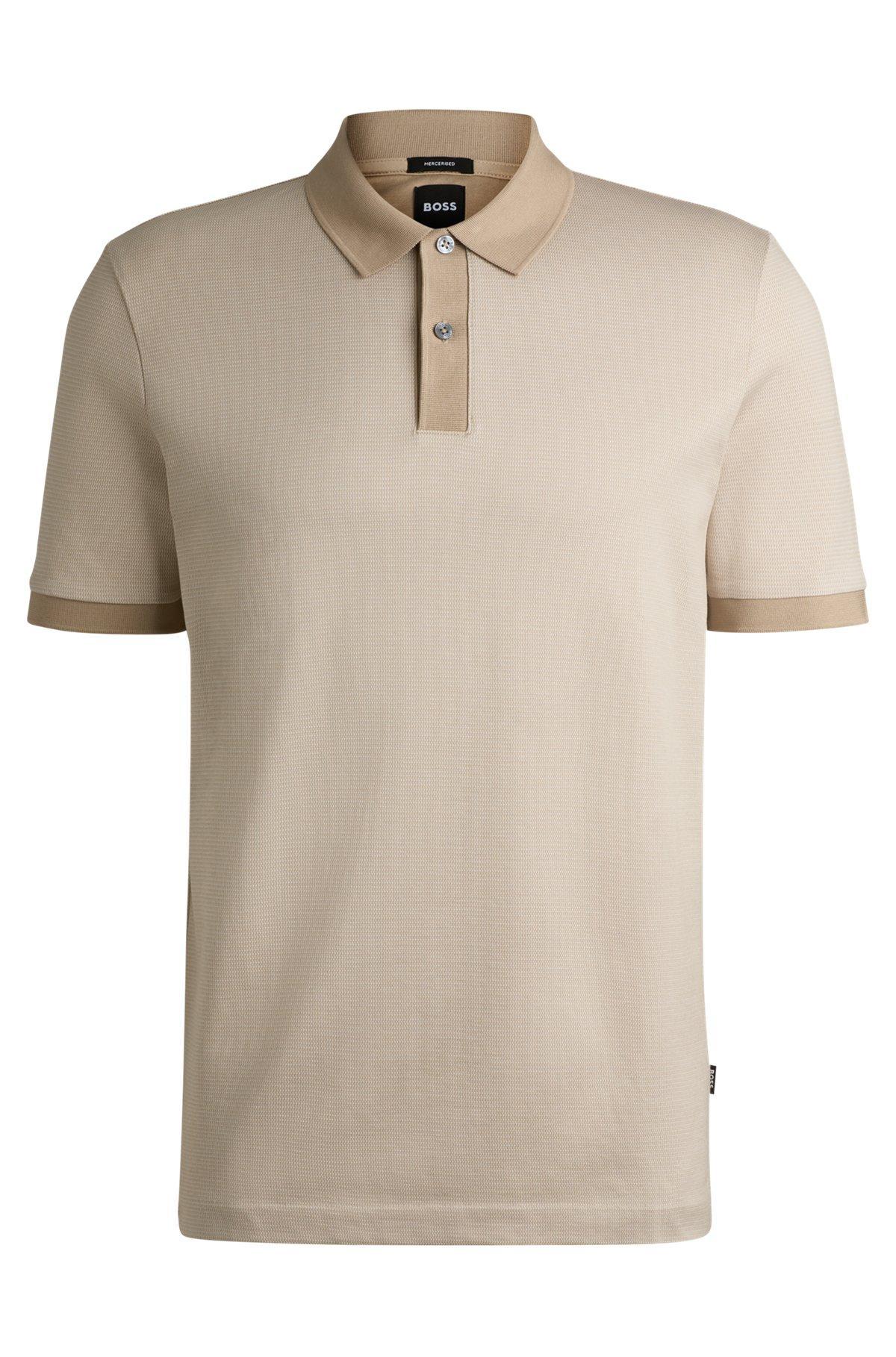 Mercerized-cotton polo shirt with micro pattern Product Image