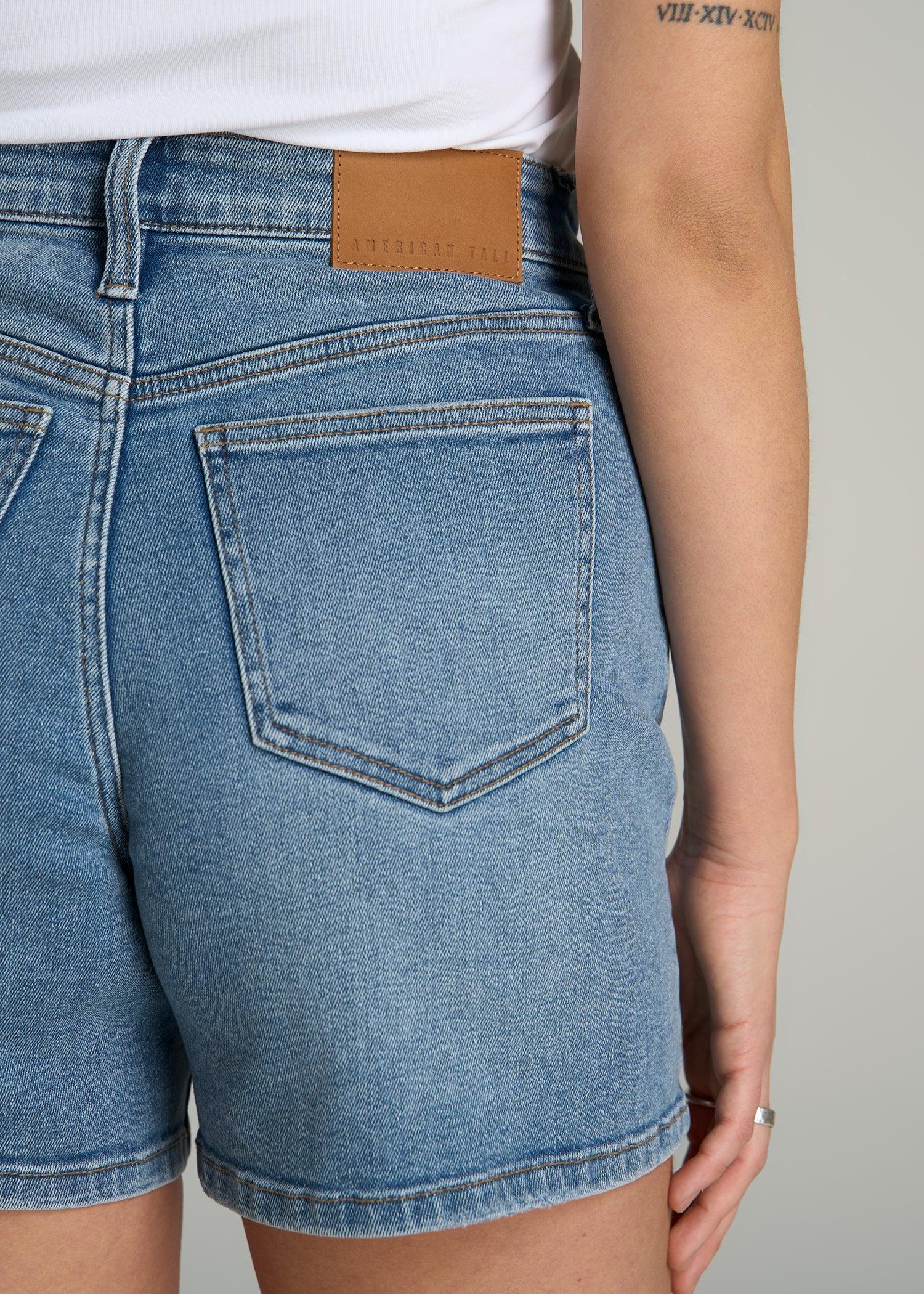 High Rise Denim Shorts for Tall Women in Heritage Faded Product Image