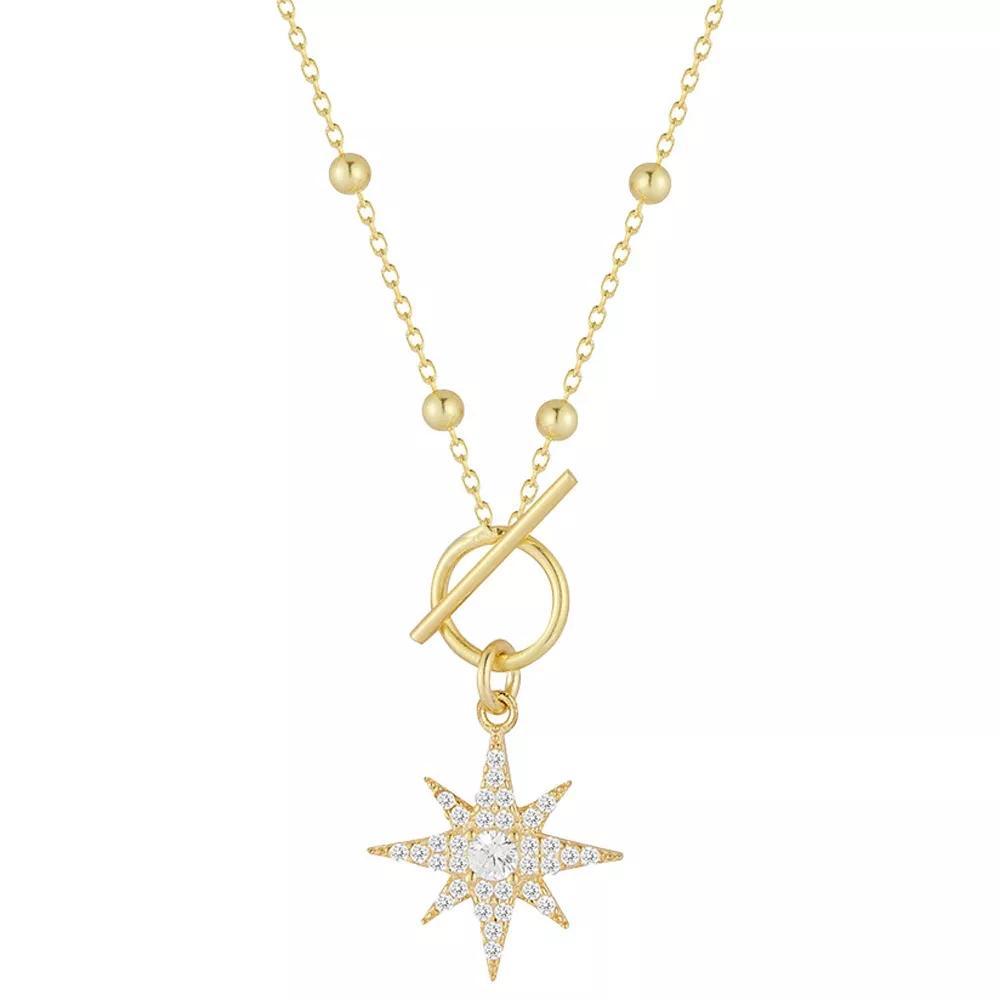 Sunkissed Sterling 14k Gold Over Silver Cubic Zirconia North Star Toggle Necklace, Women's, Gold Tone Product Image