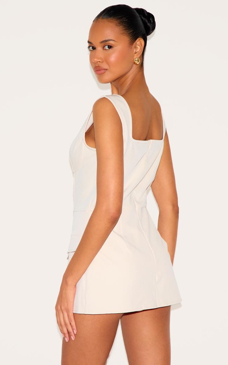 Almond Woven Pocket Detail Sleeveless Skort Romper Product Image