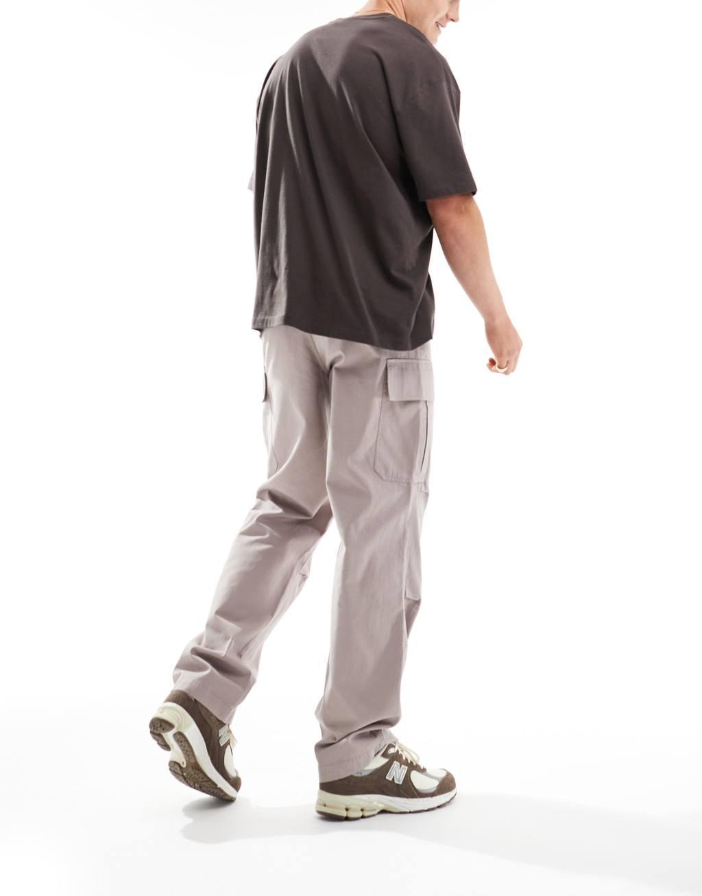 ASOS DESIGN baggy cargo pants in mauve Product Image