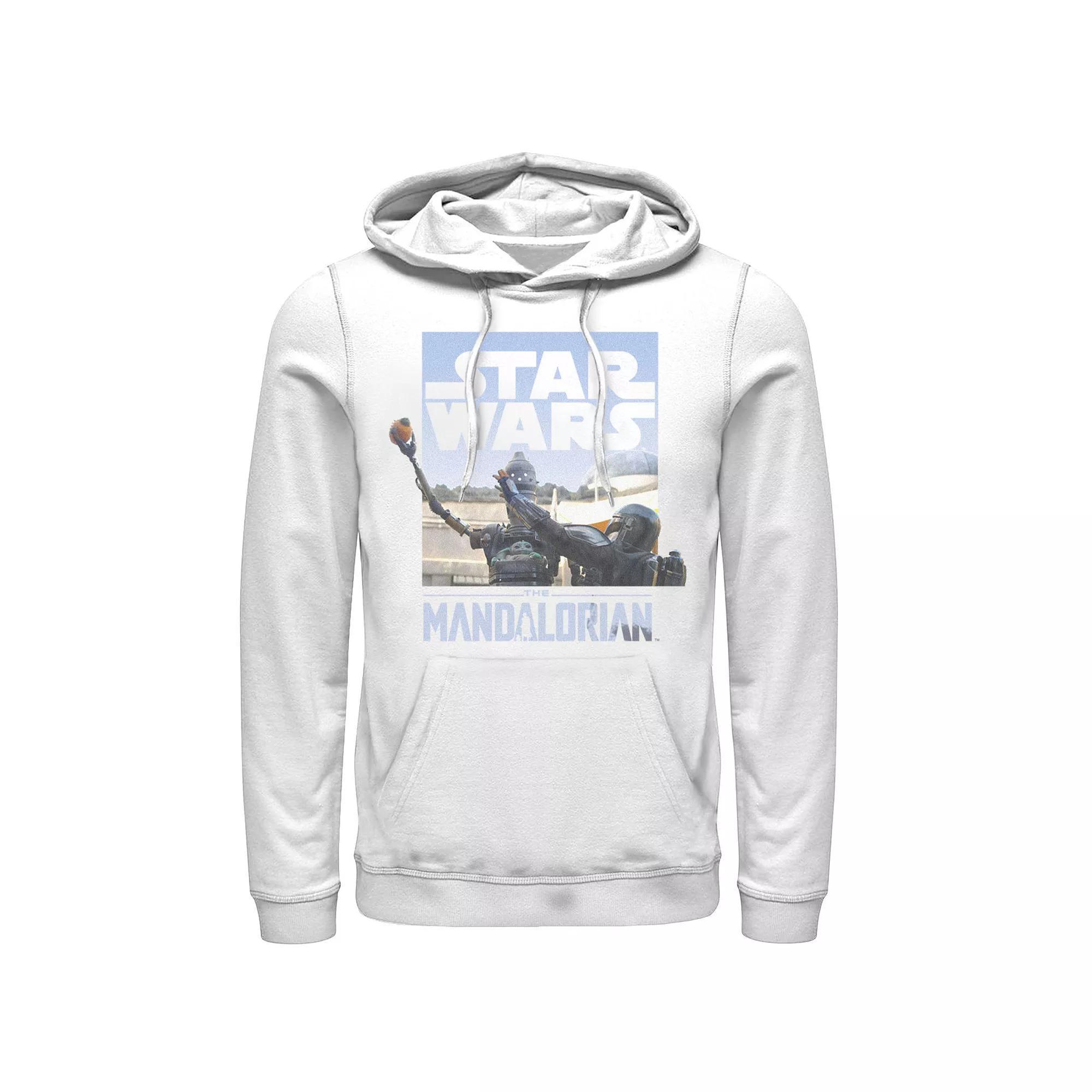 Men's Star Wars The Mandalorian Din Djarin IG-11 Scene Box Graphic Hoodie, Size: Large, White Product Image