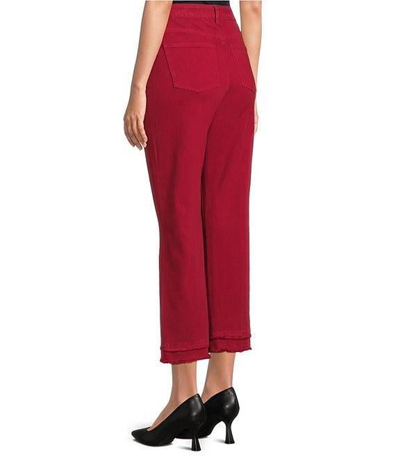 John Mark Stretch High Rise Straight Leg Tiered Fringe Hem 5-Pocket Jeans Product Image