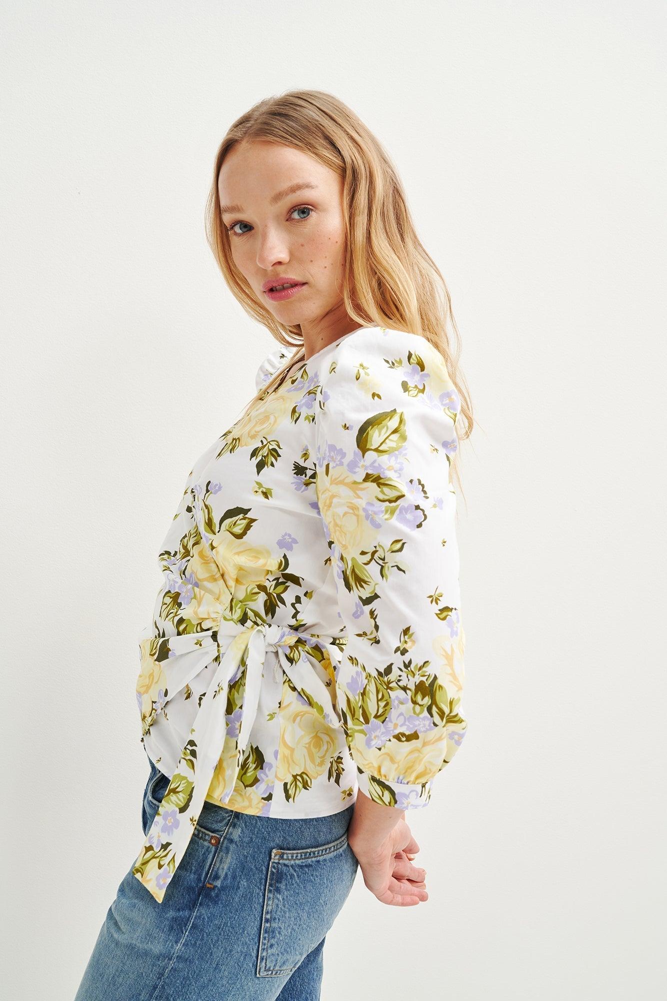 Linette Upcycled Cotton Blouse - Capri Floral - ReAmour Female Product Image