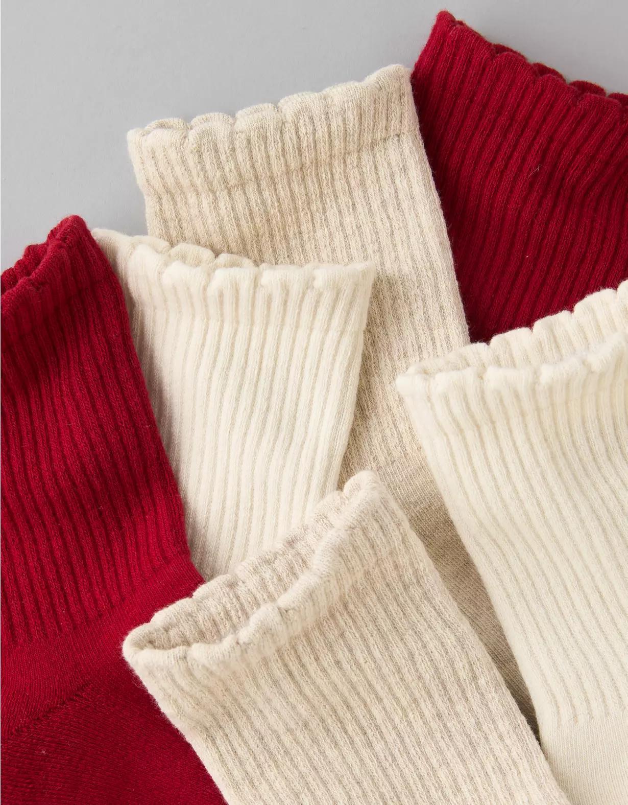 AE Scalloped Cropped Crew Socks 3-Pack Product Image
