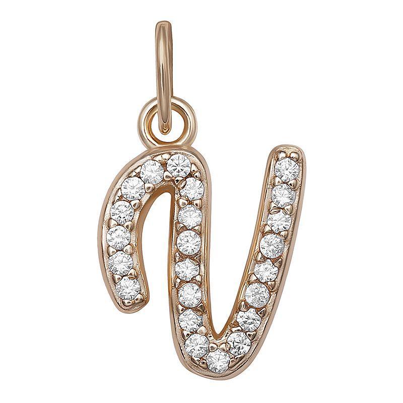 LC Lauren Conrad Sterling Silver Cubic Zirconia Initial Charm, Womens, Gold Tone O Product Image