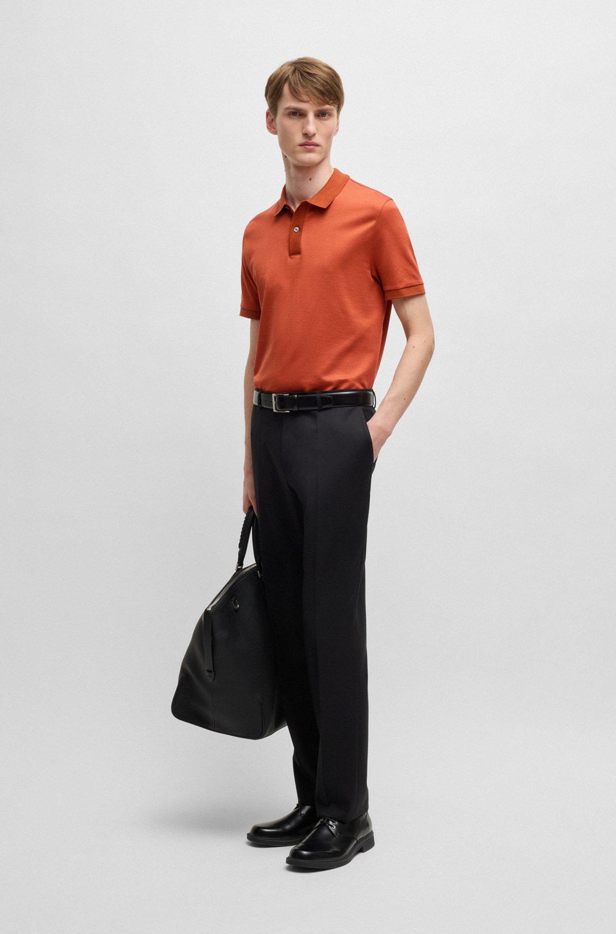 Mercerized-cotton polo shirt with micro pattern Product Image