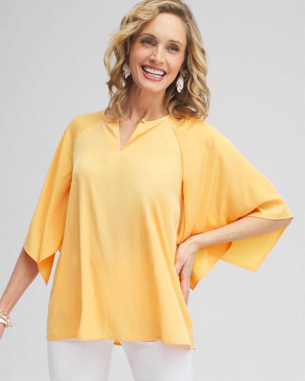 Satin Keyhole Neck Blouse Product Image